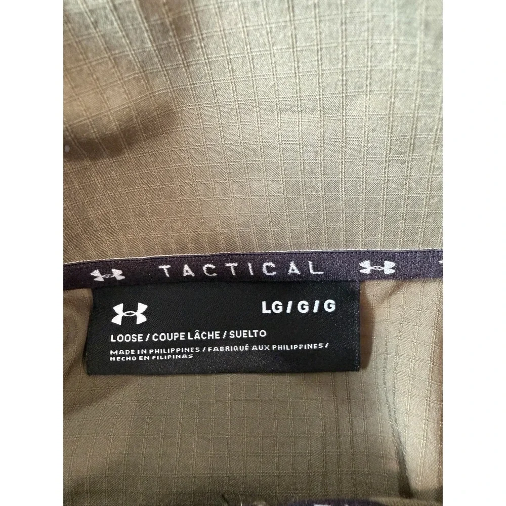Under‎ Armour Mens Green Tactical Combat Shirt Large Quarter Zip Ripstop Loose